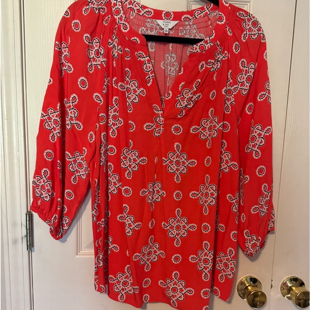 Crown & Ivy Peasant Blouse Size 0X